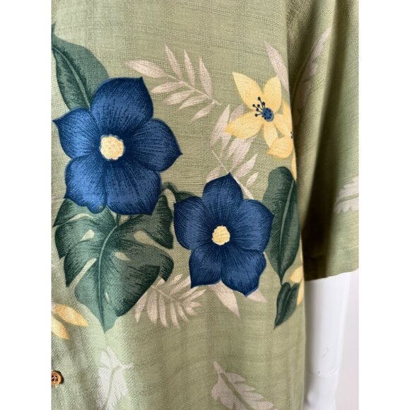 Cherokee XL Mens Green Floral Short Sleeve Button-Up Shirt - Picture 13 of 16